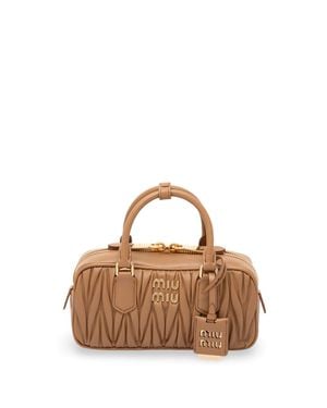 Miu Miu 'Arcadie' Matelassé Nappa Leather Bag - Marrone
