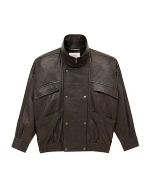 Saint Laurent Bomber in pelle di agnello a palloncino - Marrone