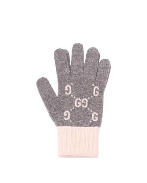 Gucci 'Gg' Cashmere 'Jacquard' Gloves - Grigio