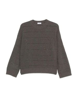 Brunello Cucinelli Maglione Con Paillettes - Grigio