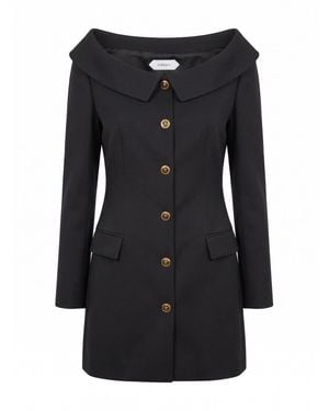 Versace Grain De Poudre Wool Mini Dress - Nero