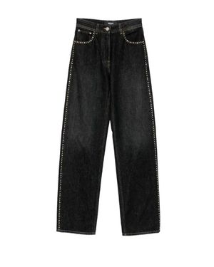 Versace Pantaloni Denim Con Borchie - Nero