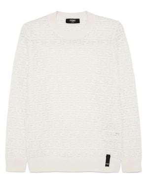 Fendi Maglione Con Motivo Ff - Bianco