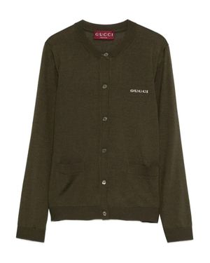 Gucci Long Sleeve Crew-Neck Cardigan - Verde