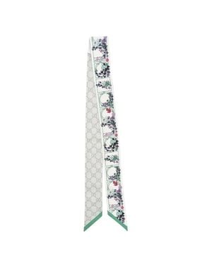 Gucci Printed Gg Silk Twill Jaquard Ribbon - Bianco