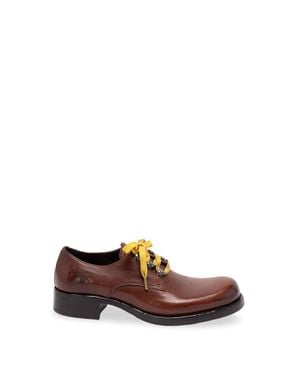 Prada Antiqued Leather Lace-Up Shoes - Marrone