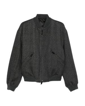 Giorgio Armani Bomber Con Zip E Motivo A Spina Di Pesce - Nero