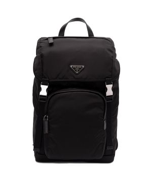 Prada Re-Nylon And Saffiano Leather Backpack - Nero