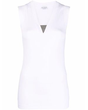 Brunello Cucinelli Top Con Scollo A V - Bianco