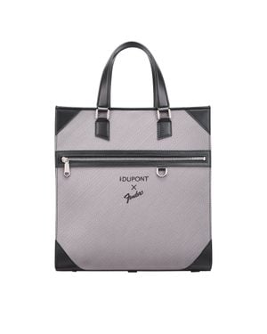 ST Dupont Totebag Leather And Canvas - Grey
