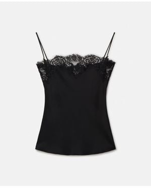 Stella McCartney Sleeveless Lace Satin Top - Black