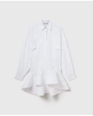 Stella McCartney Poplin Peplum Piqué Shirt Dress - White