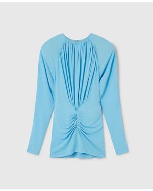 Stella McCartney Pleated Jersey Long-sleeve Midi Dress - Blue