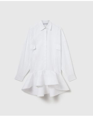 Stella McCartney Poplin Peplum Piqué Shirt Dress - White