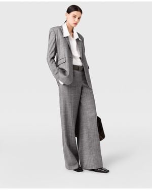 Stella McCartney Pinstripe Pleated Straight-Leg Pants - Grey