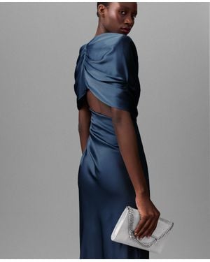 Stella McCartney Satin Wrapped Short-Sleeve Maxi Dress - Blue