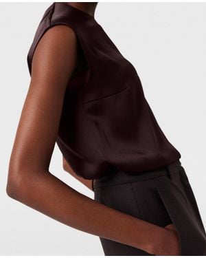 Stella McCartney Round-Neck Sleeveless Satin Top - Purple