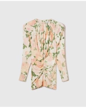 Stella McCartney Peony Print Long-Sleeve Mini Dress - White