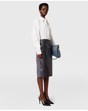 Stella McCartney Ostrich Texture Midi Skirt - Gray