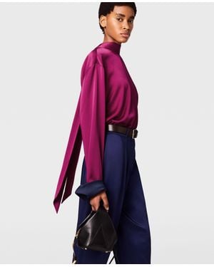 Stella McCartney Tie-Back High-Neck Satin Top - Purple