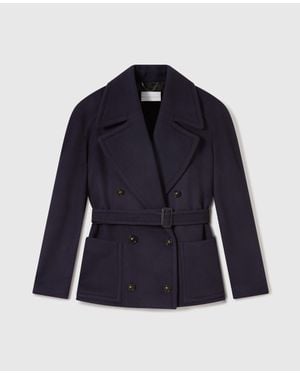 Stella McCartney Tie-Belt Cropped Peacoat Jacket - Blue