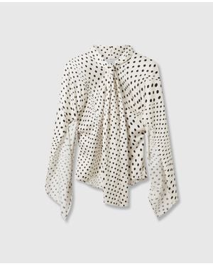 Stella McCartney Tie-Neck Polka Dot Viscose Shirt - White