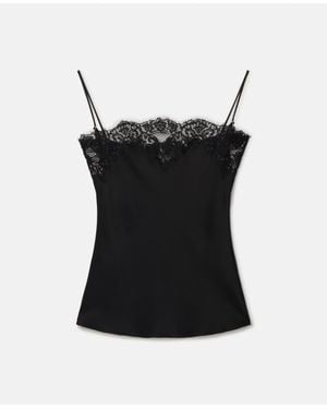 Stella McCartney Sleeveless Lace Satin Top - Black