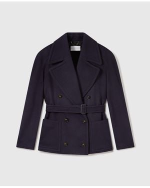 Stella McCartney Tie-Belt Cropped Peacoat Jacket - Blue