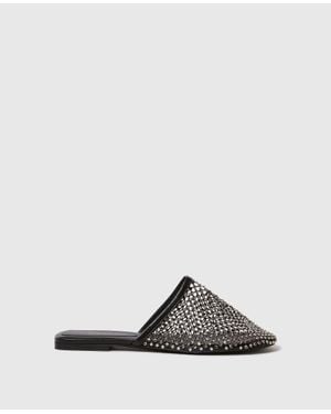 Stella McCartney Flat Slide Crystal Mesh Sandals - White