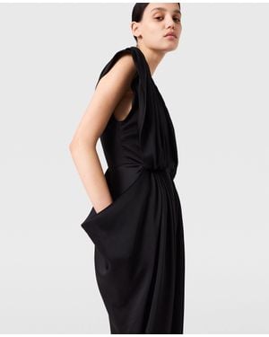 Stella McCartney Deep V-neck Shoulder Pad Pleated Jumpsuit - Black