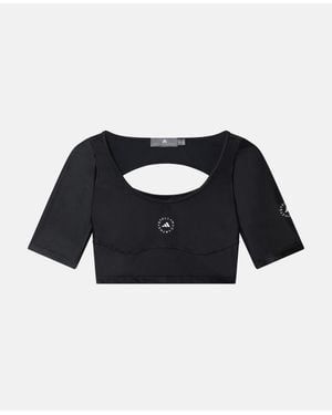 Stella McCartney Truelife Scoop Neck Crop Top - Black