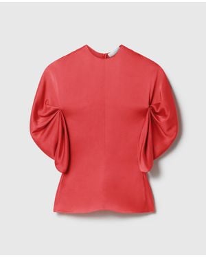 Stella McCartney Puff-Sleeve Satin Top - Red