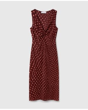 Stella McCartney Polka Dot Mesh V-neck Midi Dress - Red