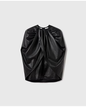 Stella McCartney Wrapped Cape-Front Ruched Top - Black
