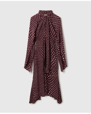 Stella McCartney Tie-Neck Polka Dot Silk Dress - Purple