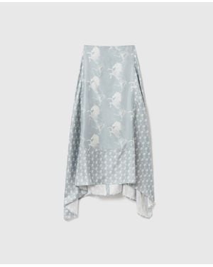 Stella McCartney Horse Print Silk Midi Skirt - Blue