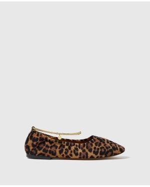 Stella McCartney Leopard Velvet Chain-Detail Ballerina Flats - White