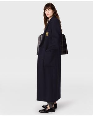 Stella McCartney Crest-Embroidered Wool Coat - Blue