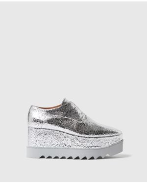 Stella McCartney Elyse Metallic Crackled Platform Shoes - White