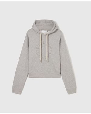 Stella McCartney Logo-Embroidered Cropped Hoodie - Grey