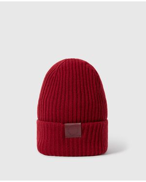 Stella McCartney Ribbed Logo Beanie - Red