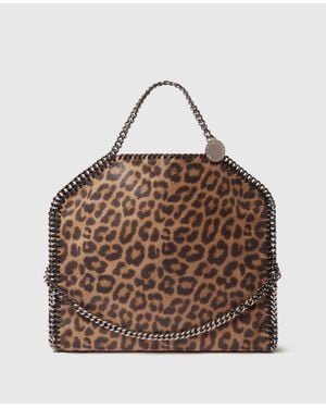 Stella McCartney Falabella Leopard Fold-Over Tote Bag - Brown