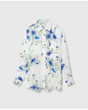 Stella McCartney Floral Print Hammered Overshirt - Blue