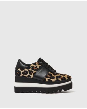Stella McCartney Sneak-Elyse Leopard Platform Sneakers - Black