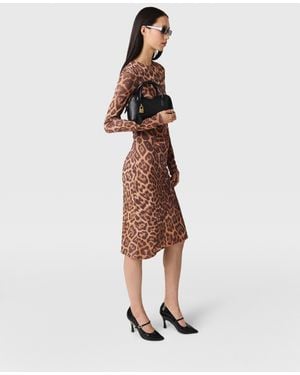 Stella McCartney Leopard Long-Sleeve Midi Dress - Brown