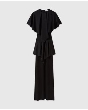Stella McCartney Tiered Pleated Satin Gown - Black