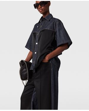 Stella McCartney Wide-Leg Satin-Panel Denim Jeans - Black