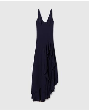 Stella McCartney Frill Slit Evening Gown - Blue