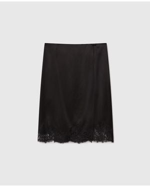 Stella McCartney Lace Satin Midi Skirt - Black