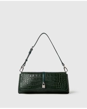 Stella McCartney Ryder Croc-Embossed Pochette Shoulder Bag - Green